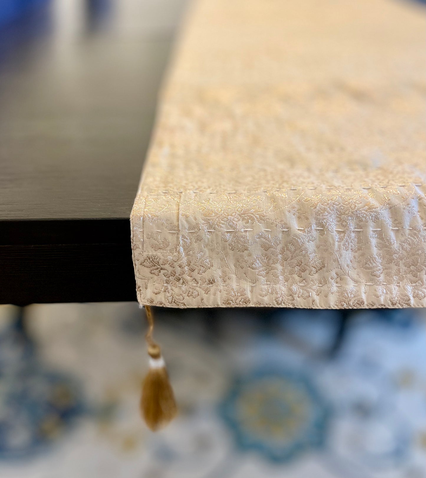 Winter Blooms Kantha Hand-Stitched Table Runners