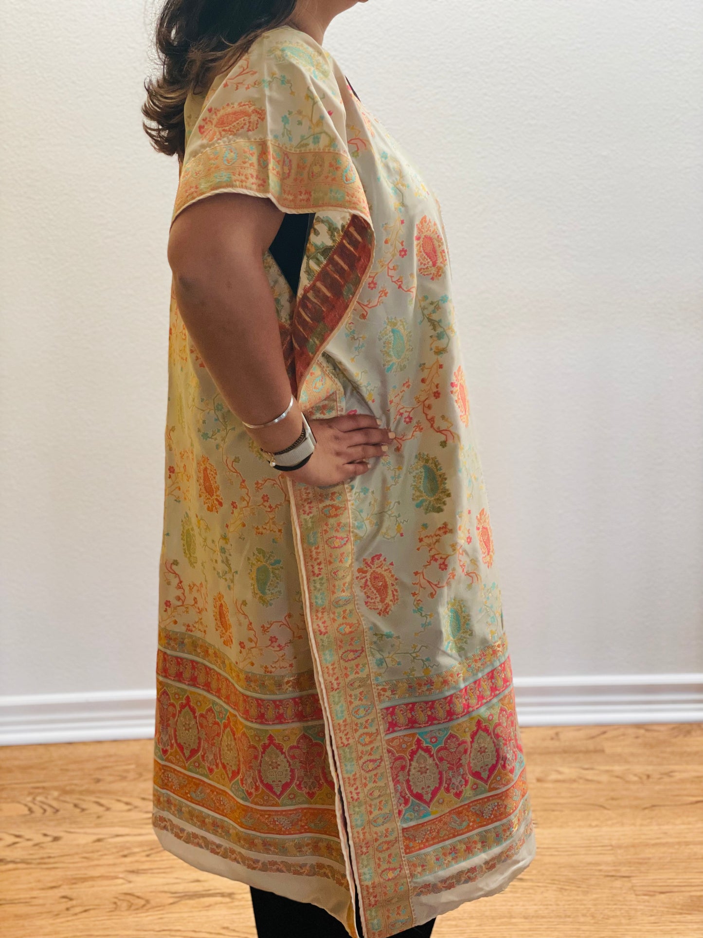 White & Pink Kairi Silk Kimono