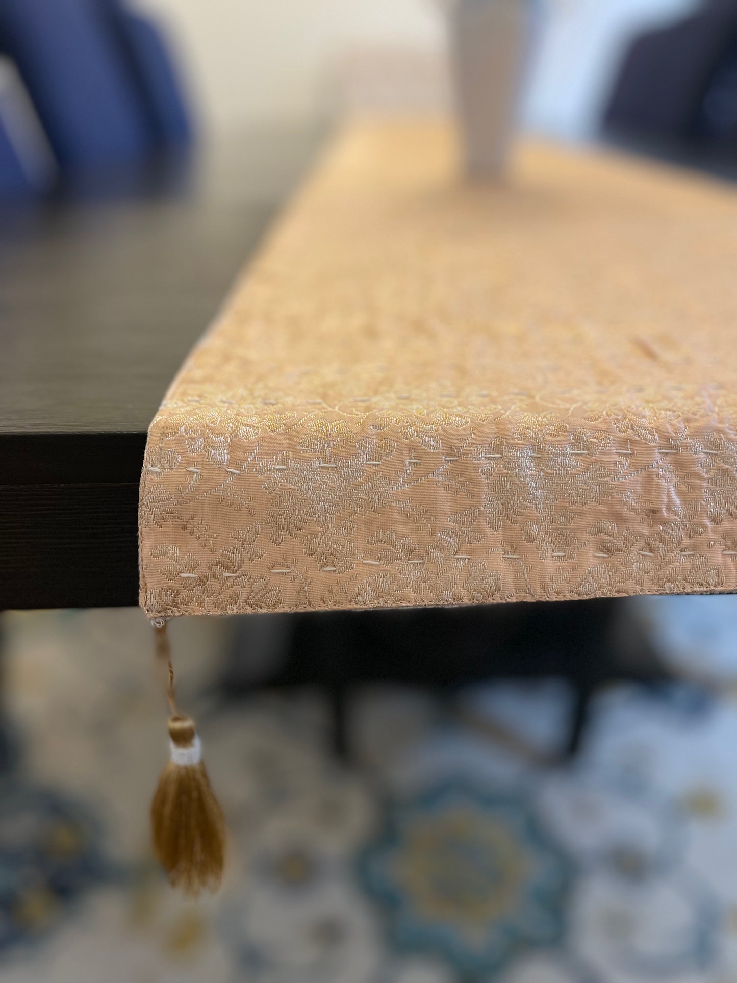 Winter Blooms Kantha Hand-Stitched Table Runners