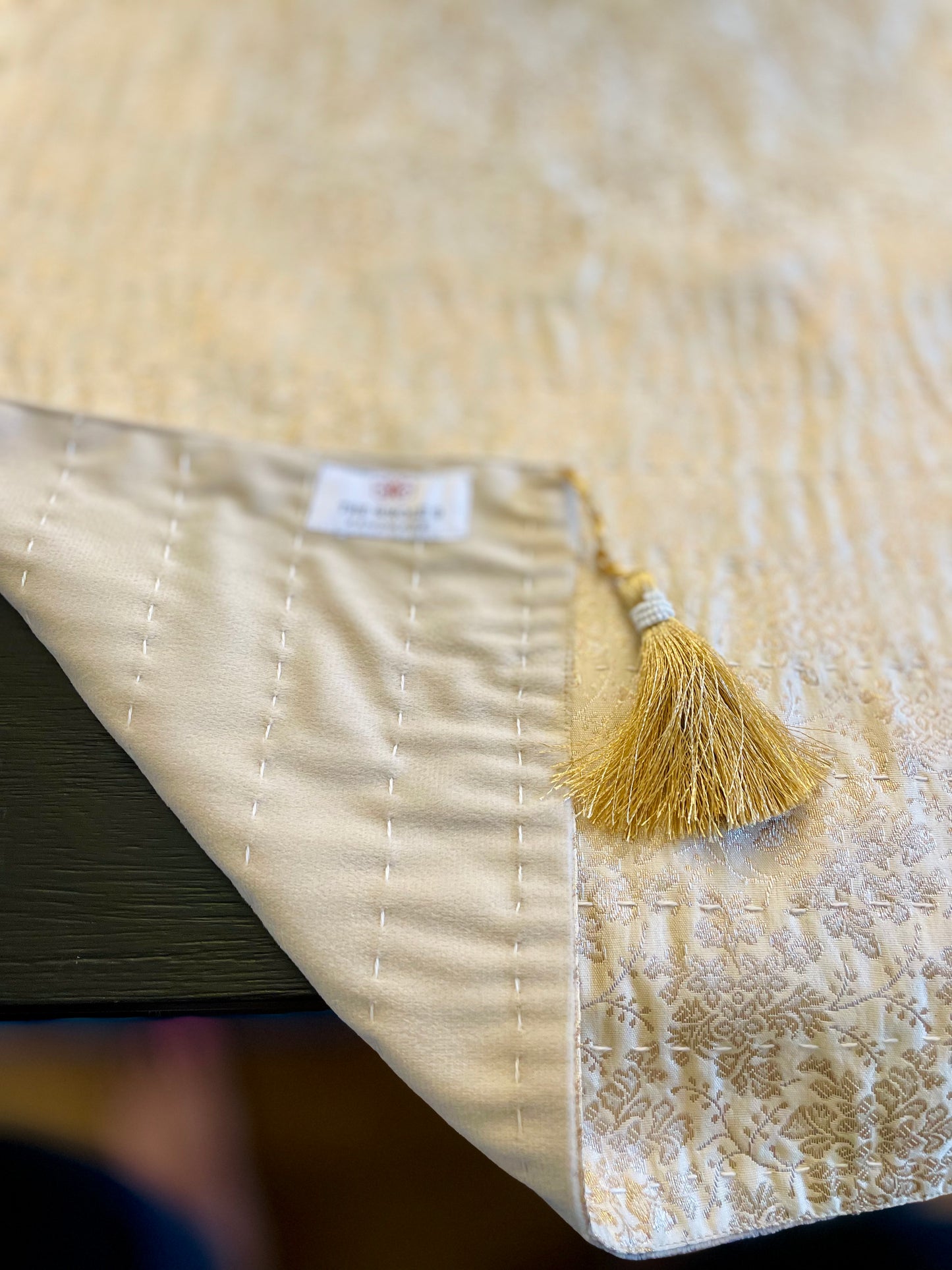 Winter Blooms Kantha Hand-Stitched Table Runners