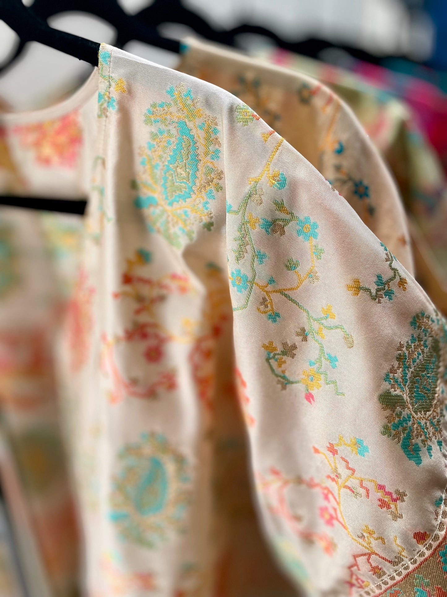 White & Pink Kairi Silk Kimono