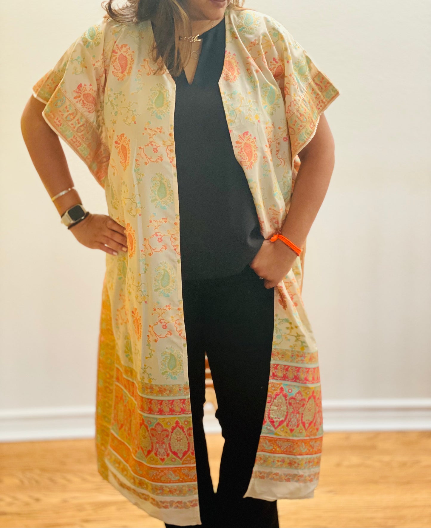 White & Pink Kairi Silk Kimono
