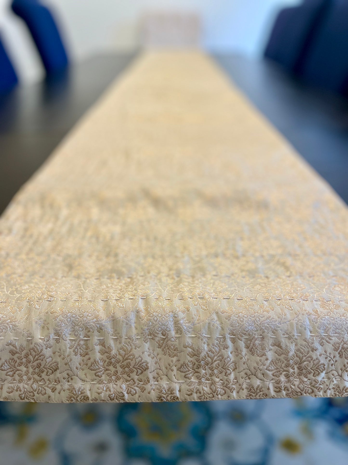 Winter Blooms Kantha Hand-Stitched Table Runners