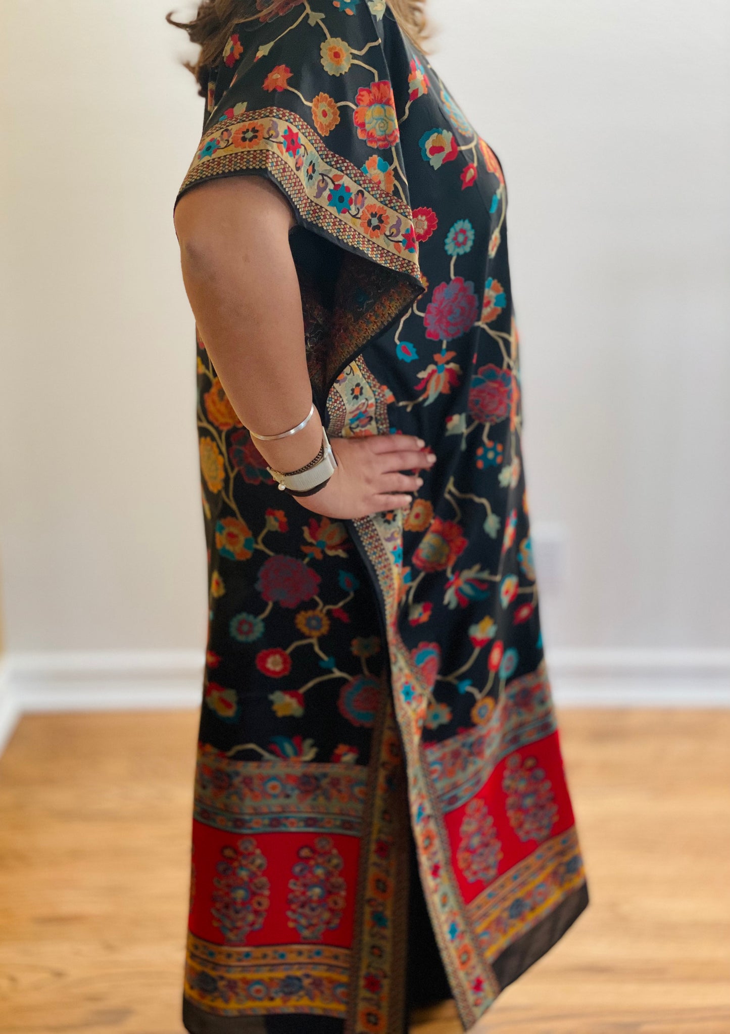 Black & Red Silk Kimono