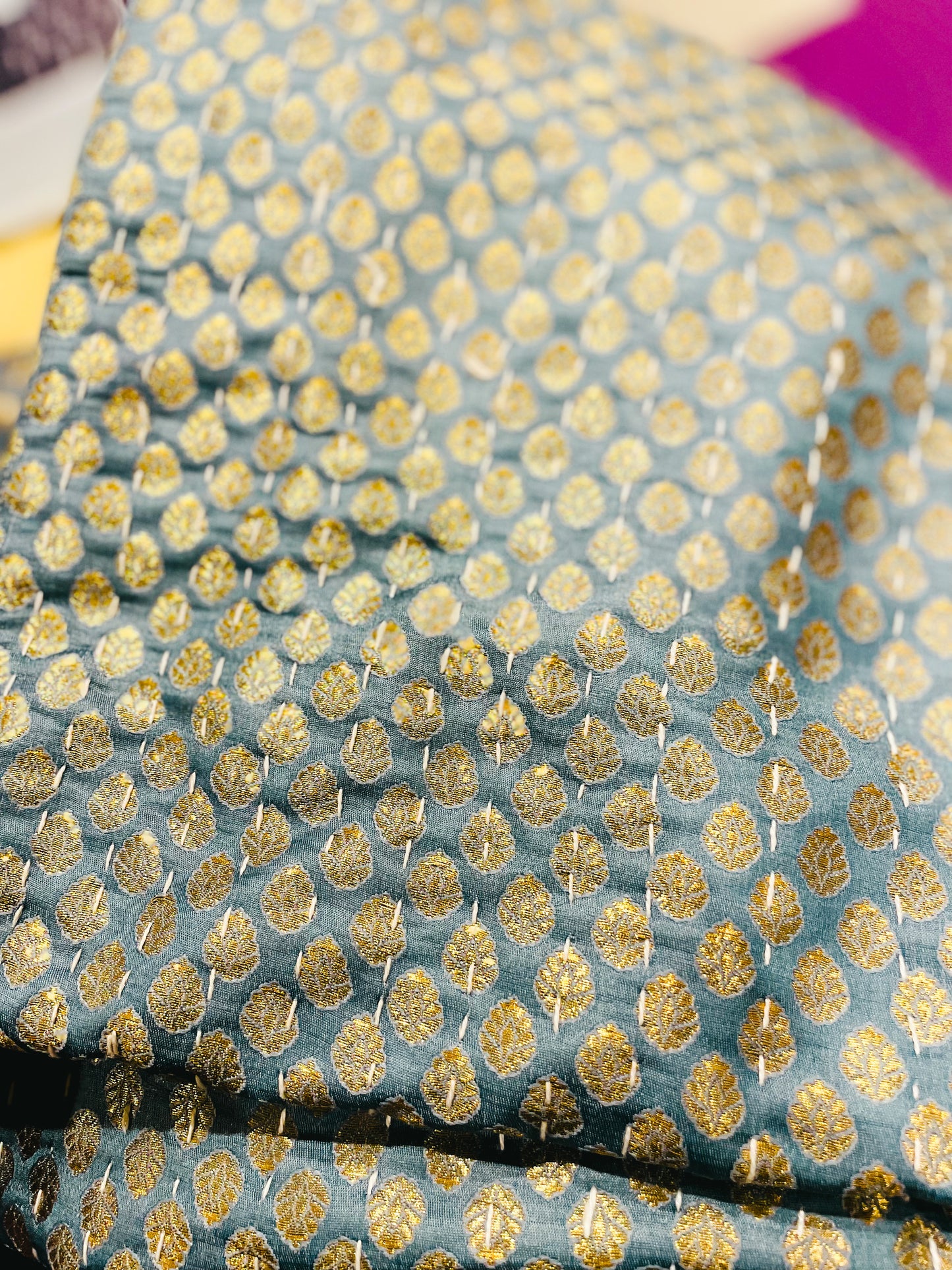 Golden Leaves Silk Saree Throws
