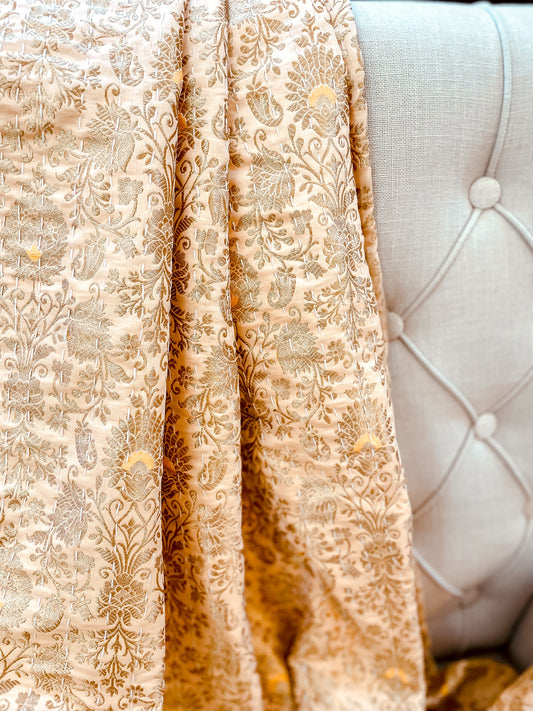 Royal Peaches Silk Saree Throw