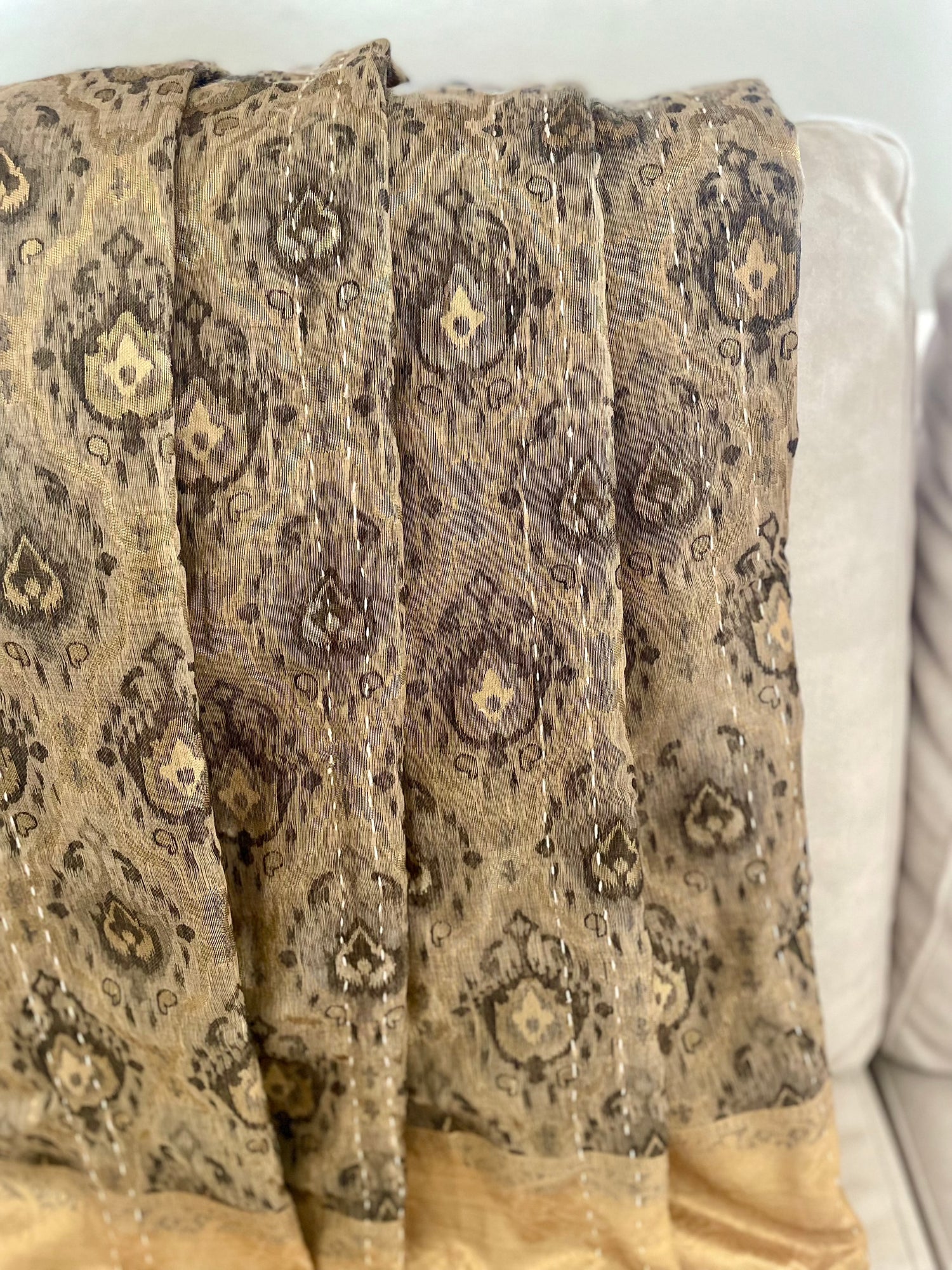 Kantha Hand-Stitched Silk Saree Throws