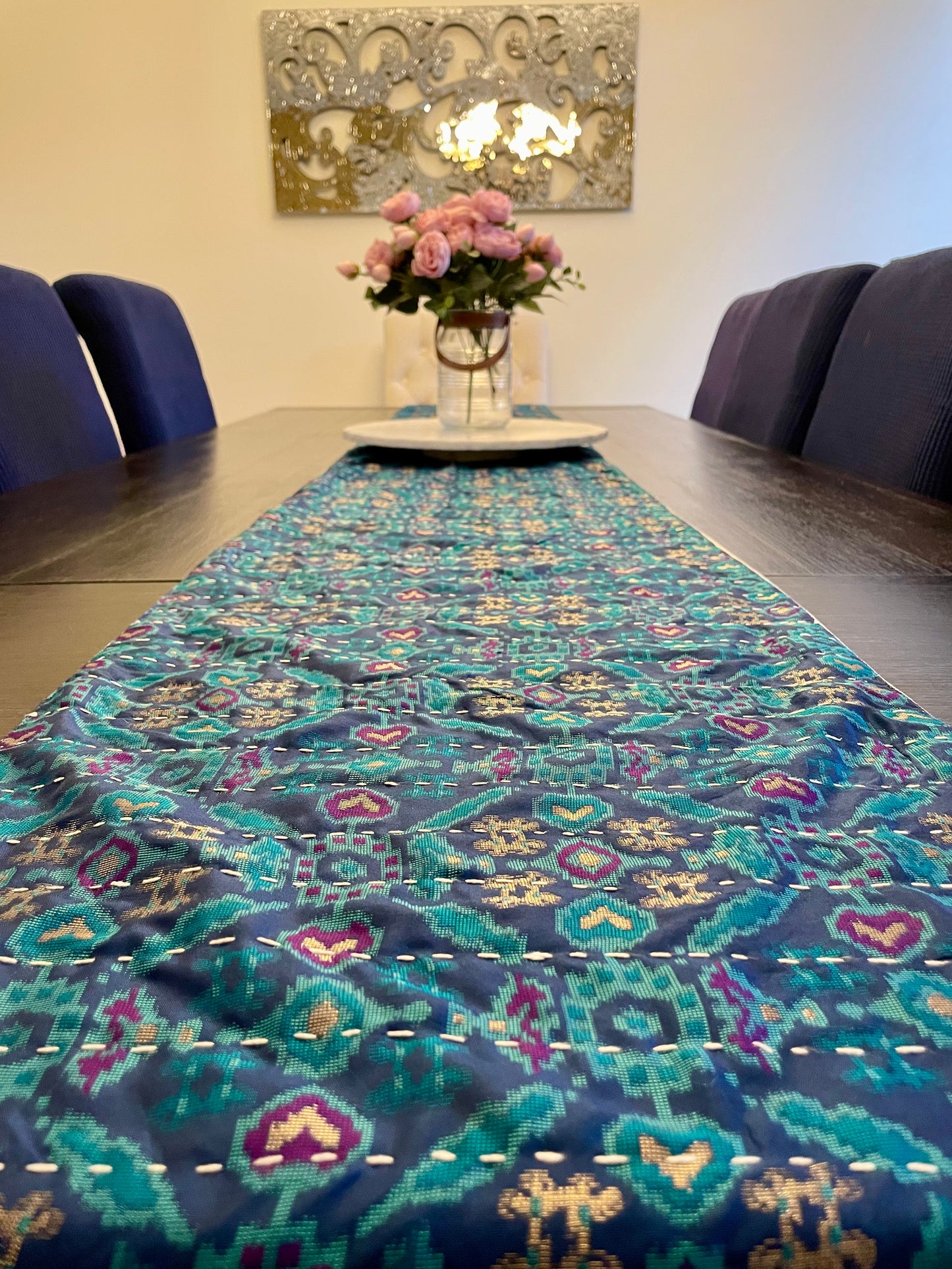 The Ikat Collection Kantha Hand-Stitched Table Runner