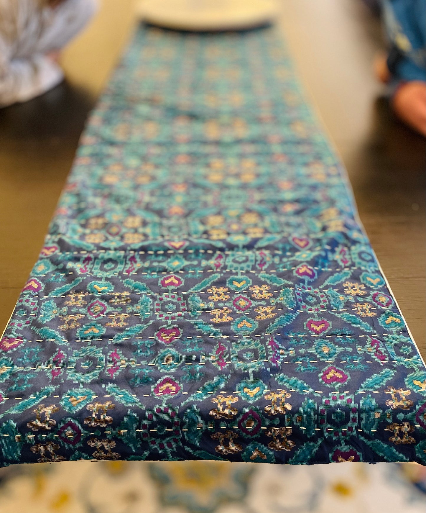 The Ikat Collection Kantha Hand-Stitched Table Runner