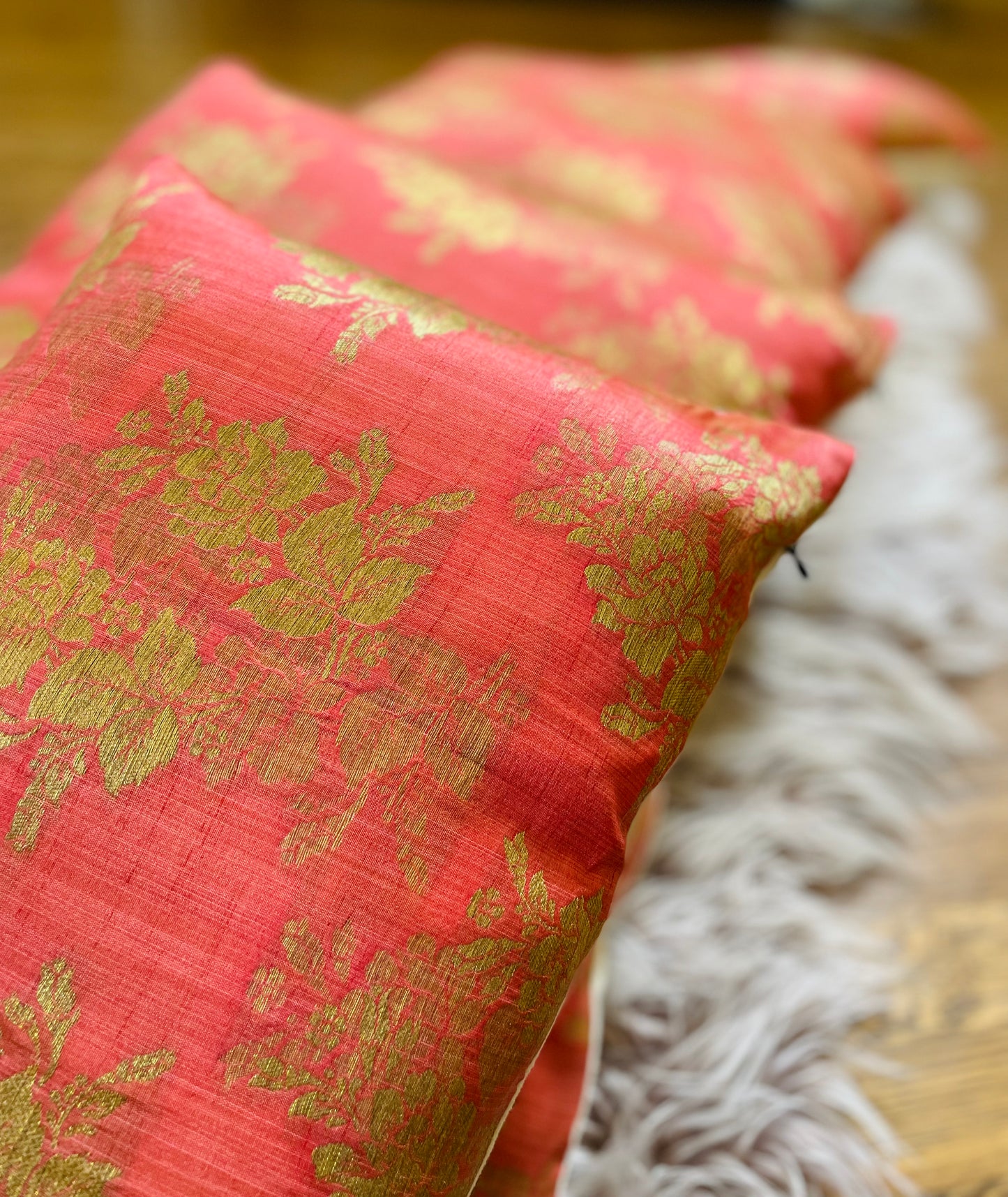 Pink Roses Silk Cushions