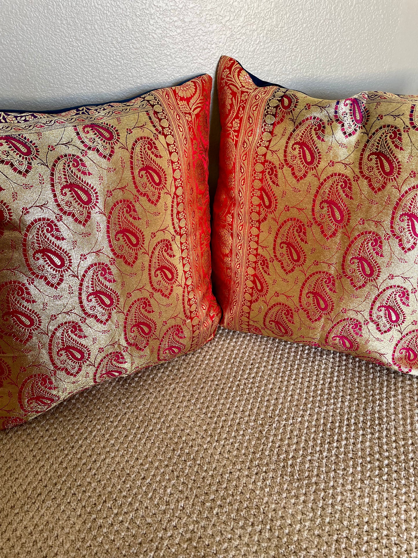 Royal Blue and Red Cushions