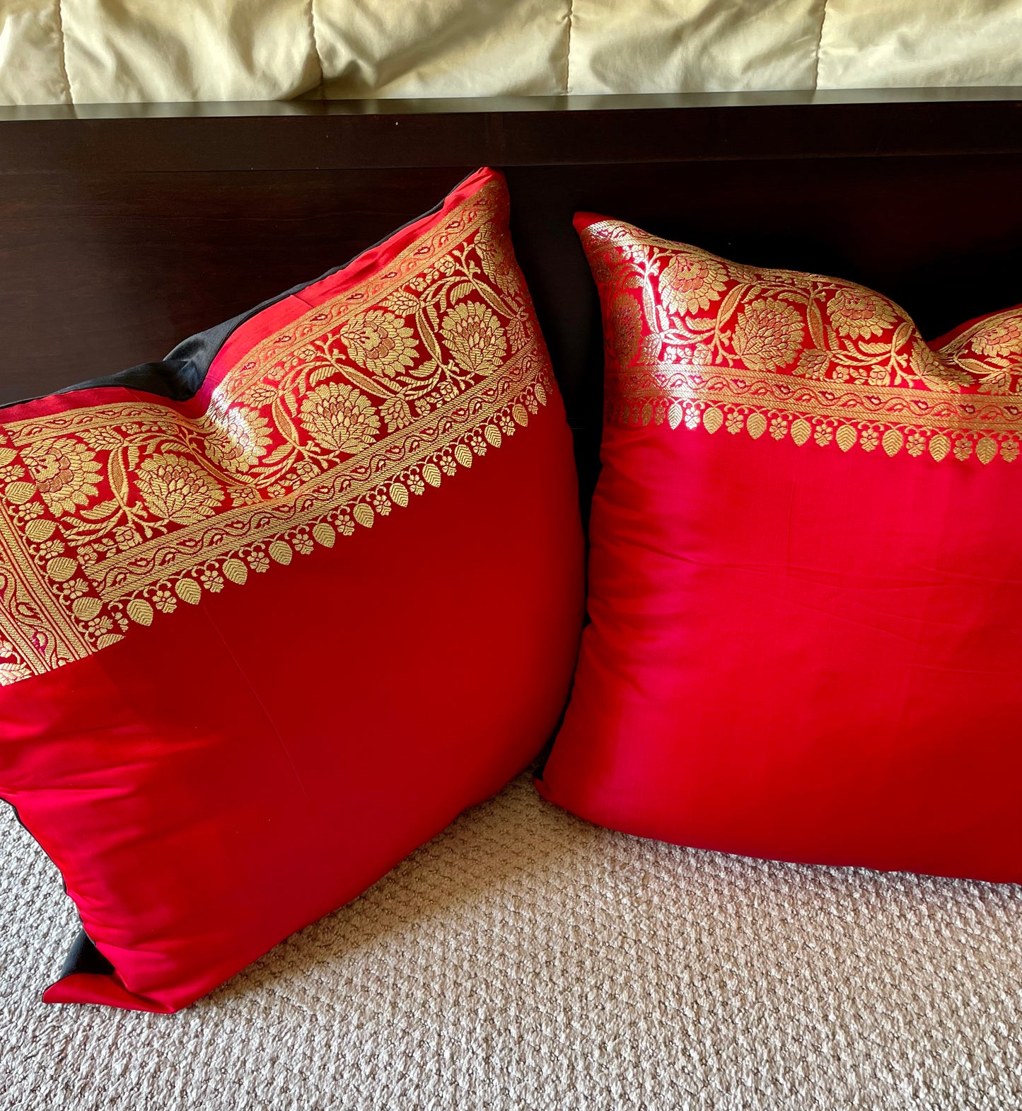 Red With Black Velvet Cushions