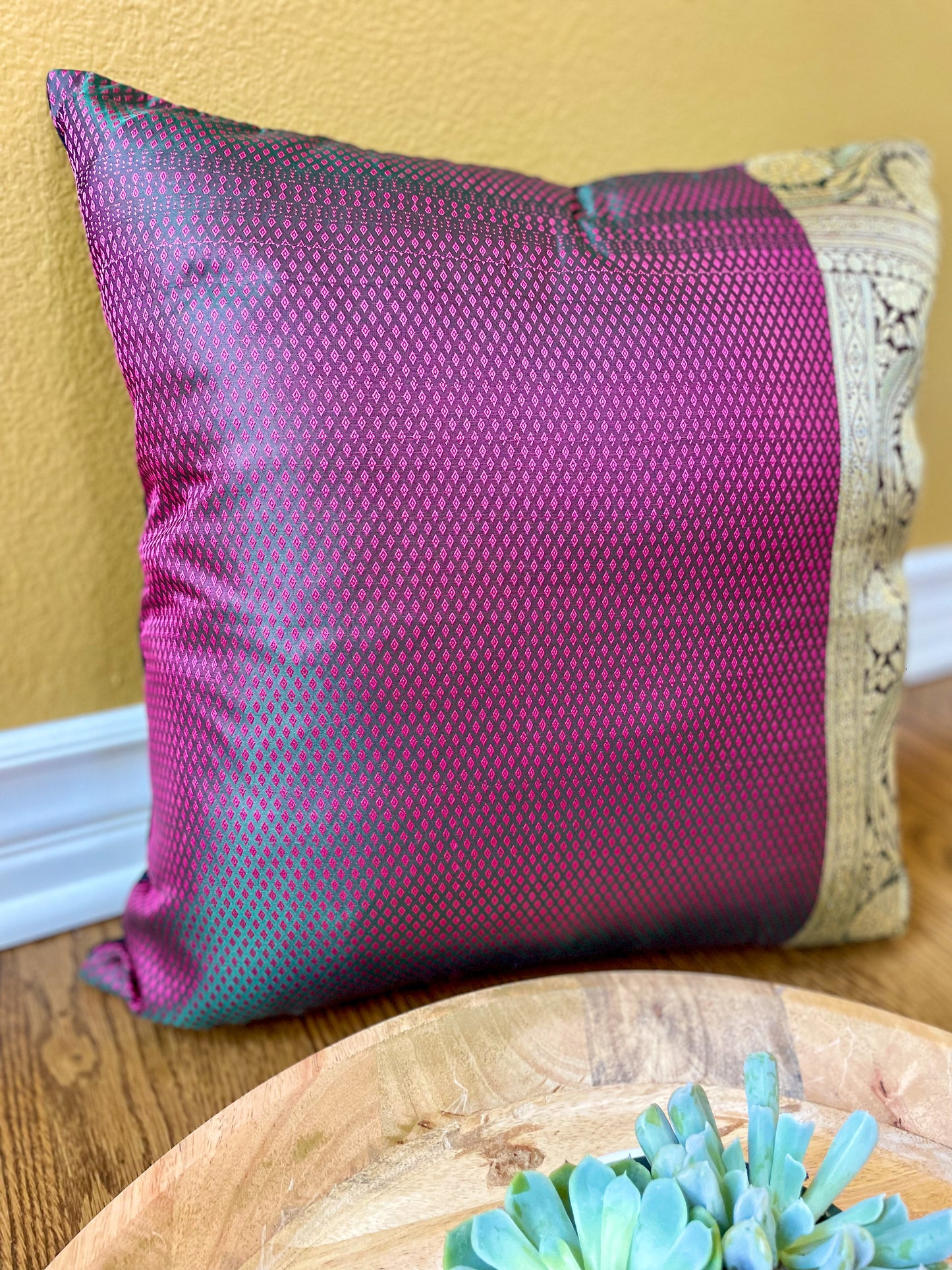 Maroon and Bottle Green Cushion Cover