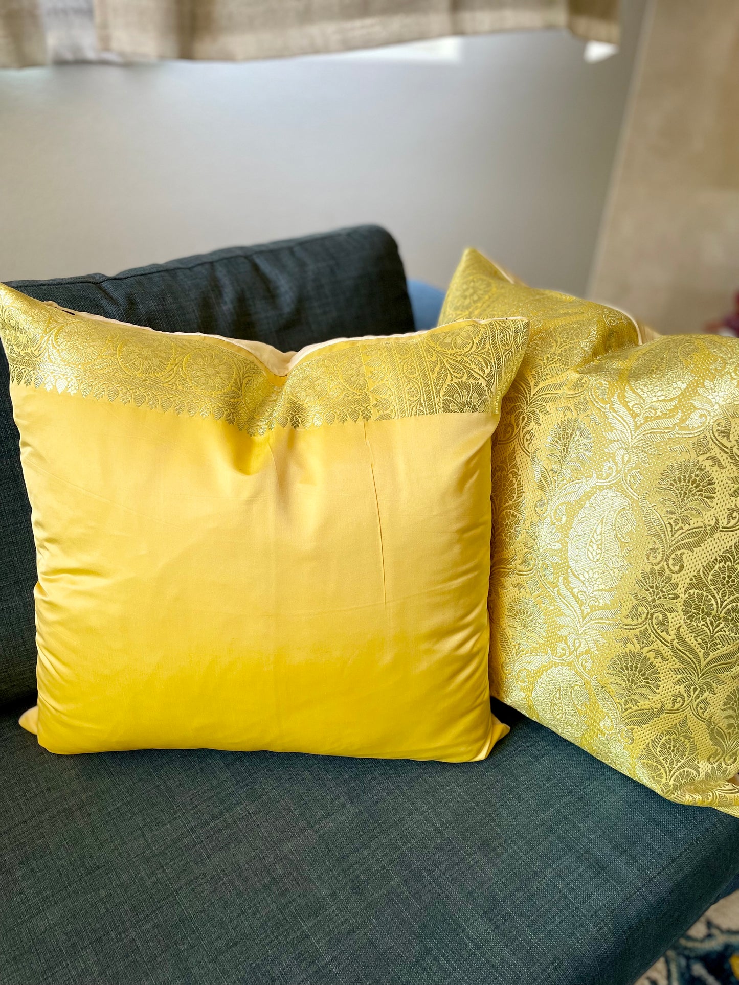 Lemon Yellow and Gold Cushions