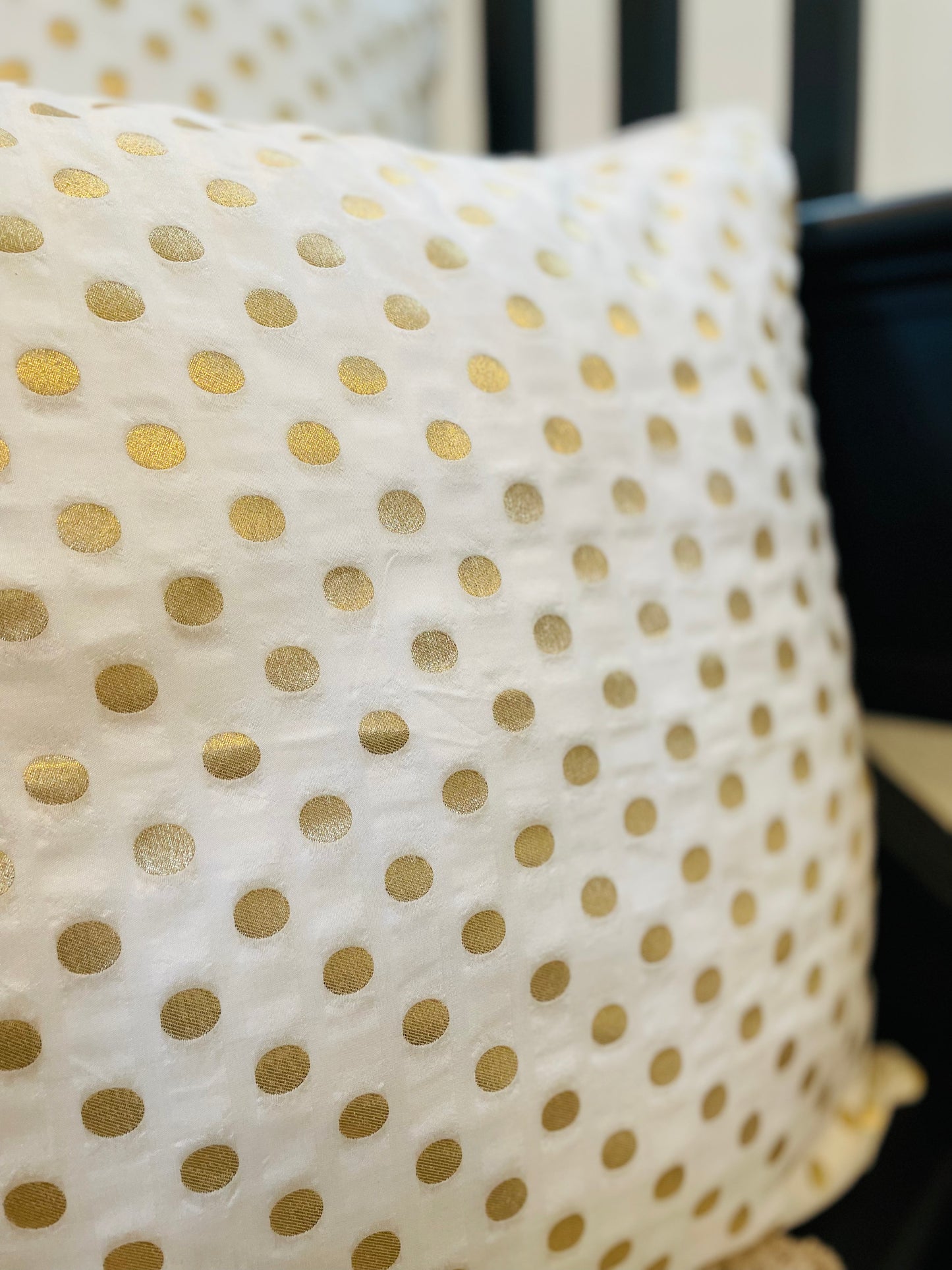 Golden Polka Dot Silk Cushions